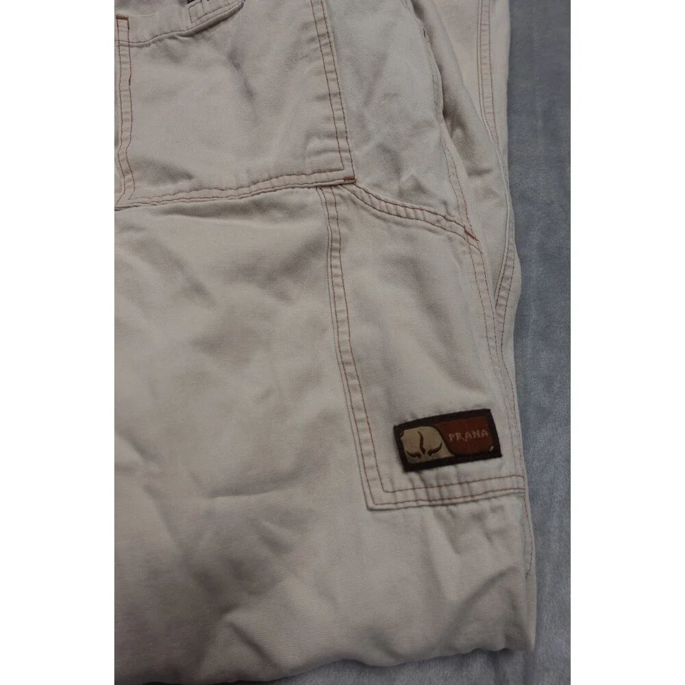 PrAna Relaxed Fit Mens Size‎ L 100% Cotton White Hiking Cargo Pants